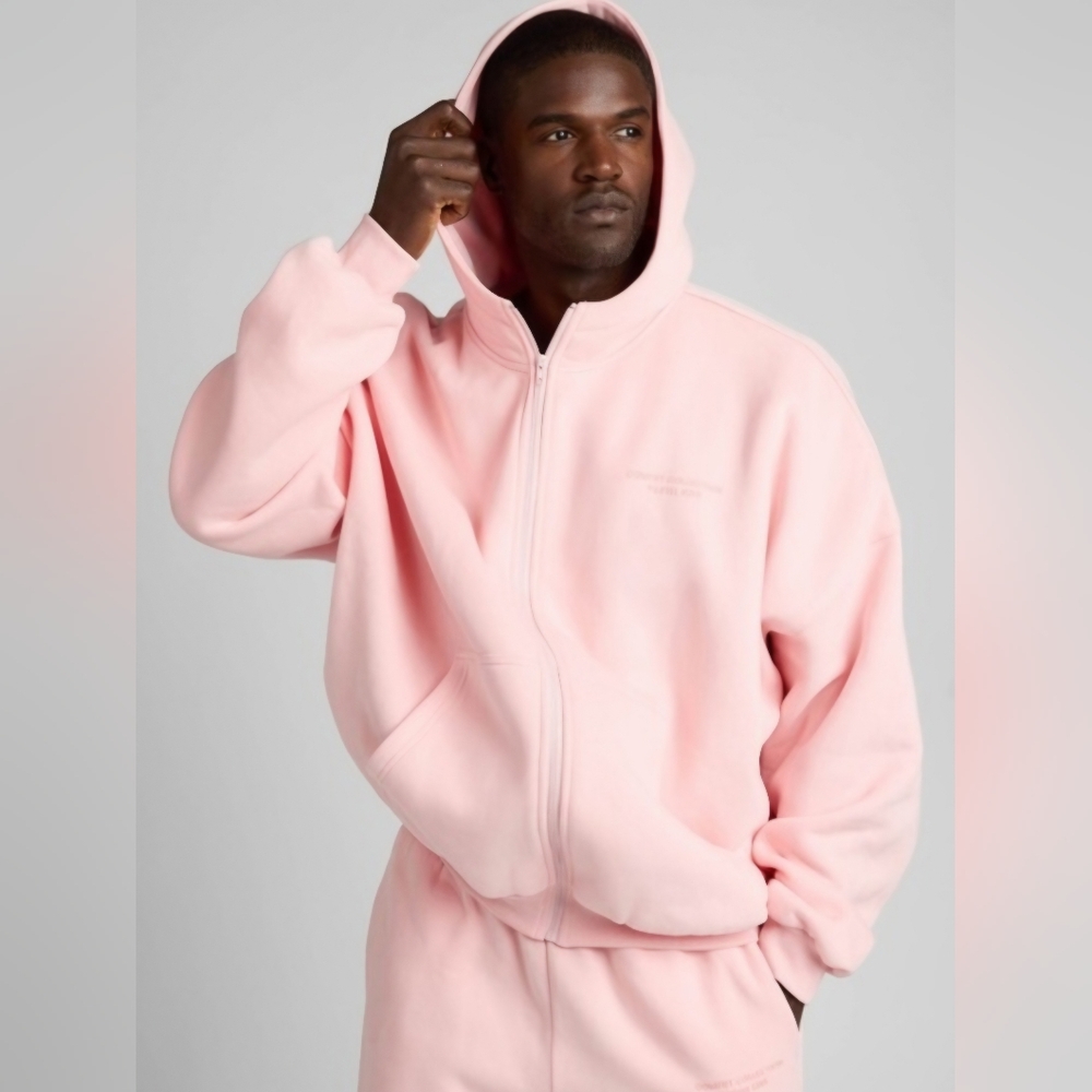 Comfrt Oversized Relaxed Full-Zip Hooded Sweatshirt- In BUBBLEGUM!! UNISEX!! - Picture 4 of 11